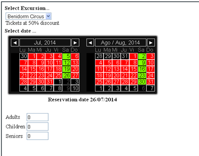 How to buy from Benidorm Excursions. Calendar