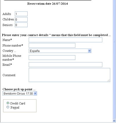 How to buy from Benidorm Excursions form